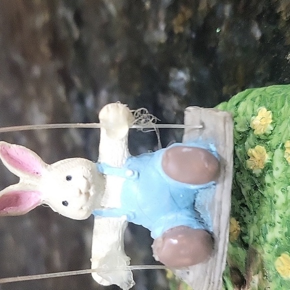 VINTAGE Easter Village Boy Bunny on Swing Miniature - Picture 3 of 5